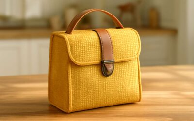 Sunny chic on the go: yellow weaves lunch bag for stylish, eco-friendly meals.