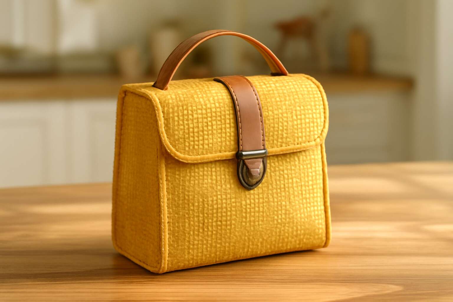 yellow weaves lunch bag