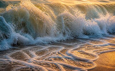 Weaves and waves create patterns in fabric and sea.